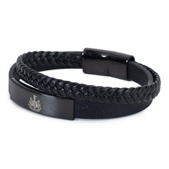 Newcastle United FC Black IP Leather Bracelet LKT Sport Football>Premier League>Newcastle United FC Bracelets