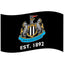 Newcastle United FC Established Flag LKT Sport Large 100% polyester supporters flagThis classic black flag features a full colour Newcastle credt and established datePerfect for any wall with ready to hang metal eyeletsOfficial licensed productApprox 152c