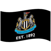 Newcastle United FC Established Flag LKT Sport Large 100% polyester supporters flagThis classic black flag features a full colour Newcastle credt and established datePerfect for any wall with ready to hang metal eyeletsOfficial licensed productApprox 152c