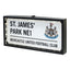 Newcastle United FC Metal LED Street Sign LKT Sport LED Illuminated metal sign creating an eye catching feature in any roomWhite LED lights with a striking street sign design featuring the Newcastle crestRequires 2 x AA batteries (not included)Official li