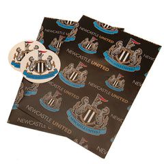 Newcastle United FC Text Gift Wrap LKT Sport Vibrant, colourful gift wrap sheets with tags2 sheets of wrap featuring multiple Newcastle crests and text on a black backgroundComplete with 2 crest shaped gift tagsOfficial licensed productApprox 70cm x 50cm