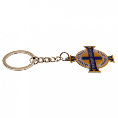 Northern Ireland Crest Keyring LKT Sport Metal crest shaped keyring with chain and split ringDie stamped design with full colour enamel infillMetal alloy with gold style finishOfficial licensed productApprox 40mm x 40mm Keychains