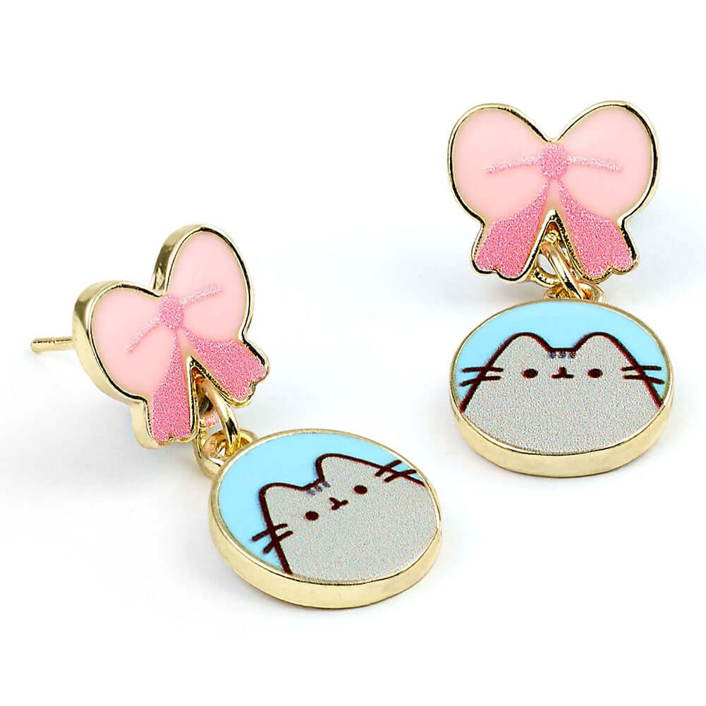 Pusheen Gold Plated Bow Drop Earrings LKT Sport Entertainment>TV Series>Pusheen Earrings