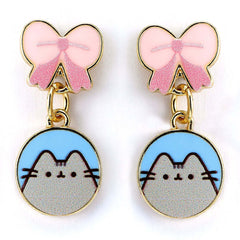 Pusheen Gold Plated Bow Drop Earrings LKT Sport Entertainment>TV Series>Pusheen Earrings