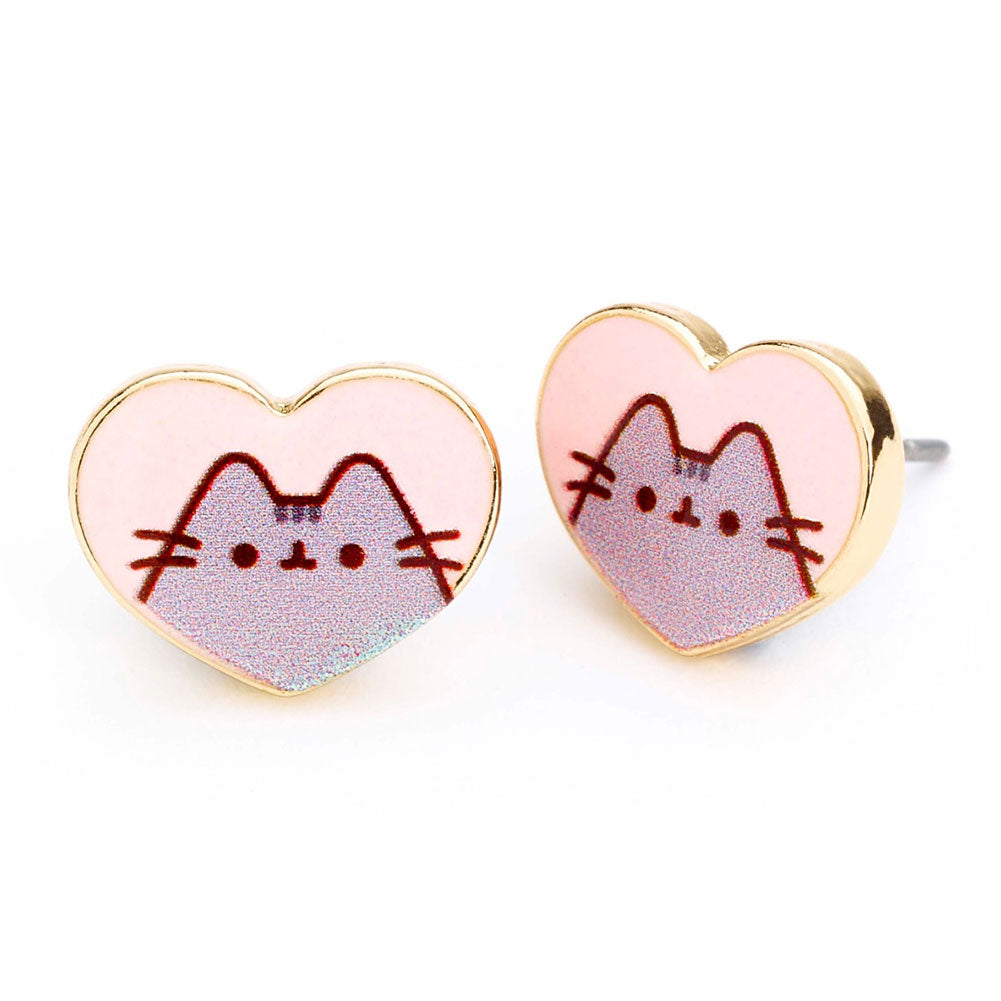 Pusheen Gold Plated Heart Stud Earrings LKT Sport Entertainment>TV Series>Pusheen