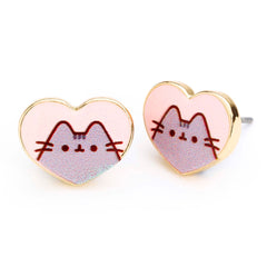 Pusheen Gold Plated Heart Stud Earrings LKT Sport Entertainment>TV Series>Pusheen