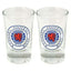 Rangers FC 2pk Shot Glass Set LKT Sport Set of 2 shot glassesFeaturing full colour Rangers club crestOfficial licensed productApprox 50ml (2oz)Approx 7cm tall, 4cm in diameter Shot Glasses
