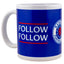 Rangers FC Crest Mug LKT Sport Ceramic everyday coffee mugFeatures the Rangers logo with the text 'Blue Sea of Ibrox' across the sideGlazed kiln fired finish with white handleOfficial licensed productApprox 315ml (11oz)Approx 9cm tall, 8cm in diameter Mug