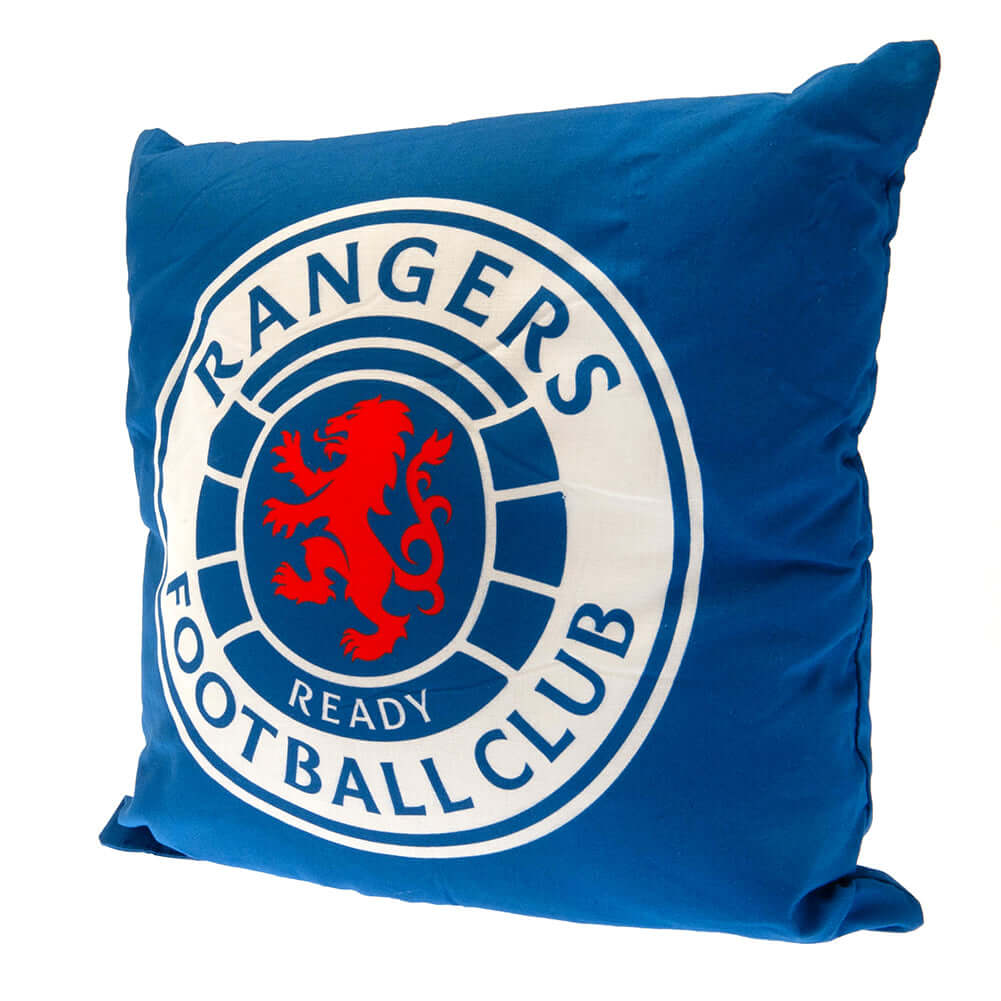Rangers FC Cushion LKT Sport Vibrant blue cushion featuring a full colour Rangers crestDesign repeated on the reverse100% CottonOfficial licensed productApprox 40cm x 40cm Throw Pillows