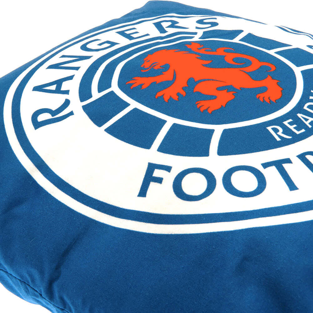 Rangers FC Cushion LKT Sport Vibrant blue cushion featuring a full colour Rangers crestDesign repeated on the reverse100% CottonOfficial licensed productApprox 40cm x 40cm Throw Pillows