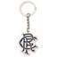 Rangers FC Scroll Crest Keyring LKT Sport Metal crest shaped keyring with split ringDie stamped design with full colour enamel infillMetal alloy with gold style finishOfficial licensed productApprox 40mm x 35mm Keychains