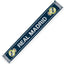 Real Madrid CF Navy Scarf LKT Sport Navy woven scarf with white stripe detail and black and white fringeFeatures REAL MADRID text across the centre and a full colour club crest at either endOfficial licensed productApprox 136cm x 19cm Scarves