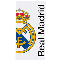 Real Madrid CF XL Crest Towel LKT Sport Extra Large soft to touch 100% polyester beach towelFeatures a cropped Real Madrid crest on a white backgroundLightweight and quick dryOfficial licensed productApprox 180cm x 90cm (55in x 28in) Beach Towels