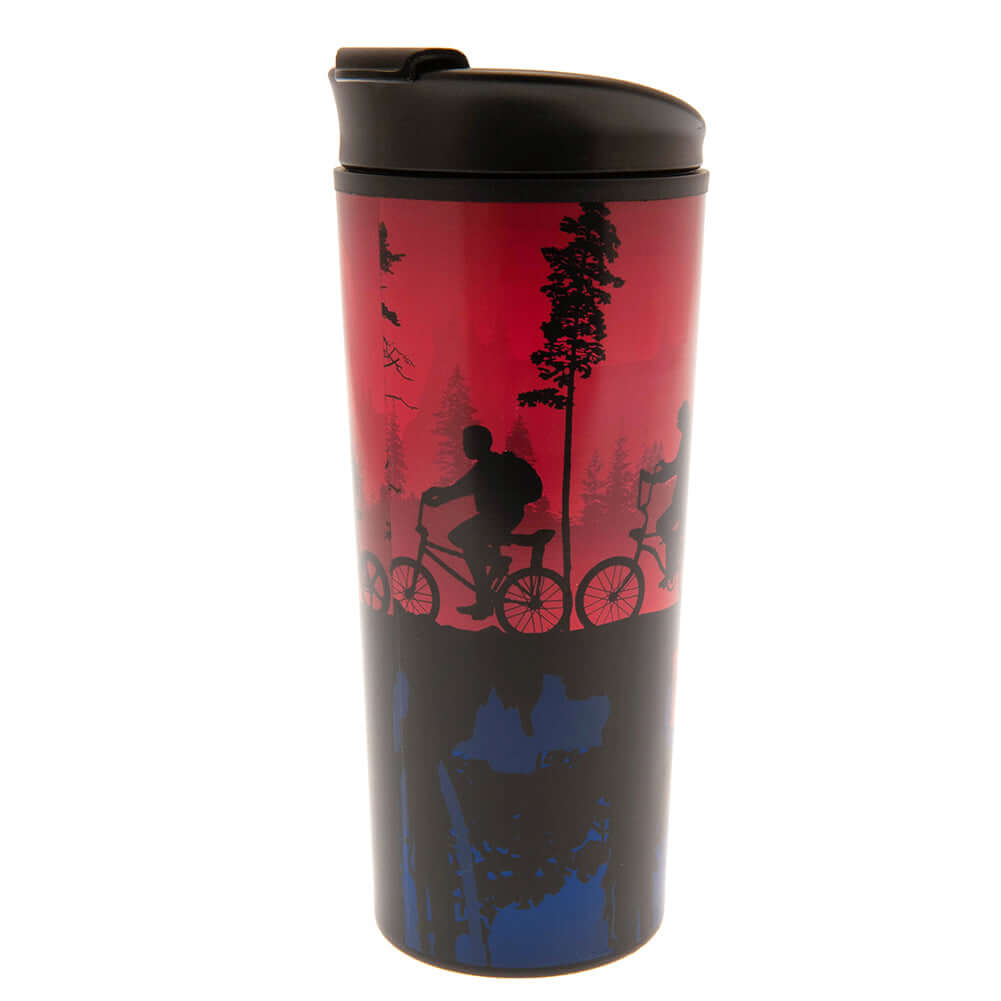 Stranger Things Metal Travel Mug LKT Sport Metal double-walled thermal travel mugFeaturing the Stranger Things logo and a group silhouettePlastic screw top lid with closing drinking holeCushioned baseOfficial licensed productApprox 450ml (16oz)Approx 19cm