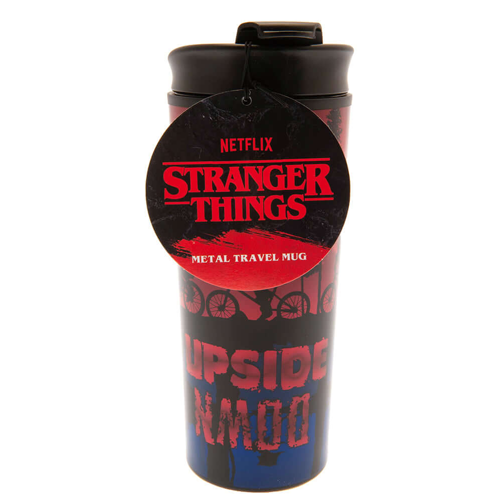 Stranger Things Metal Travel Mug LKT Sport Metal double-walled thermal travel mugFeaturing the Stranger Things logo and a group silhouettePlastic screw top lid with closing drinking holeCushioned baseOfficial licensed productApprox 450ml (16oz)Approx 19cm