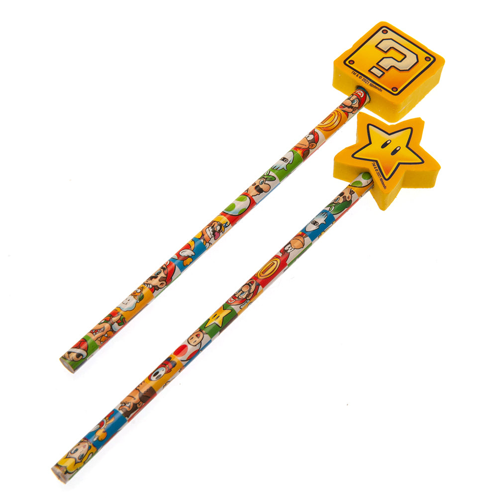Super Mario 2pk Pencil & Topper Set LKT Sport Entertainment>Gaming>Super Mario Wooden Pencils