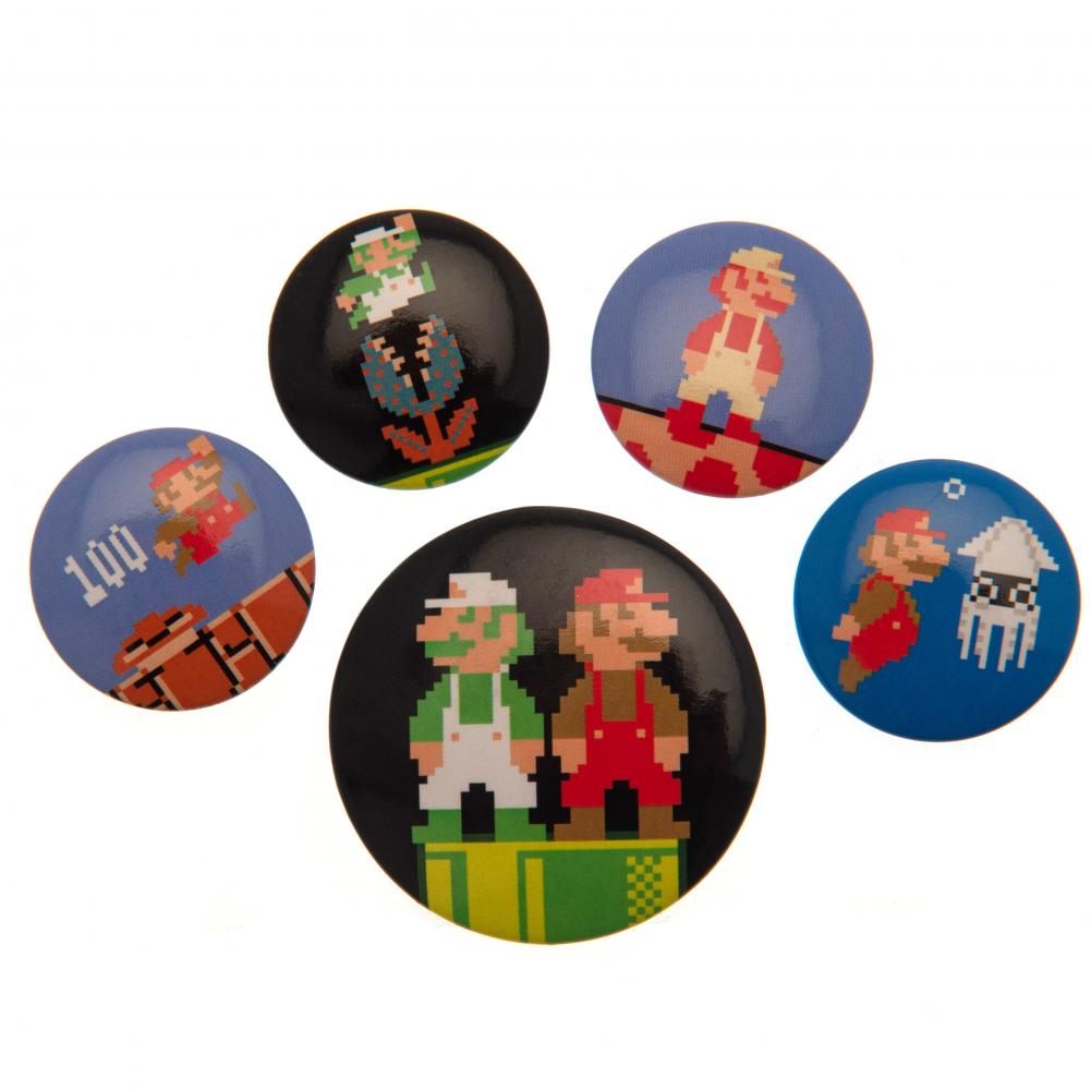 Super Mario Retro Button Badge Set LKT Sport Entertainment>Gaming>Super Mario Pinback Buttons