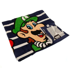 Super Mario Towel LKT Sport Large soft to touch velour beach towelBlue stripe towel featuring Mario and LuigiVibrant 100% cotton towelOfficial licensed productApprox 140cm x 70cm Beach Towels