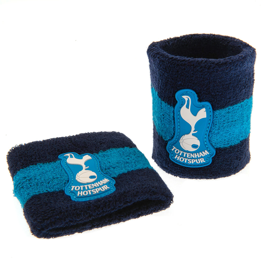 Tottenham Hotspur FC Wristbands LKT Sport Pack of 2 soft cotton sweatbandsIn navy blue with electric blue bands, featuring the club crestElasticated, one size fits allOfficial licensed productApprox 7cm wide Sweat Wristbands
