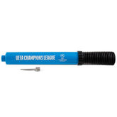UEFA Champions League Large Dual Action Football Pump LKT Sport Large blue dual action hand pump with a white UEFA Champions League crest and textComes complete with needleOfficial licensed productApprox 25cm Ball Pumps