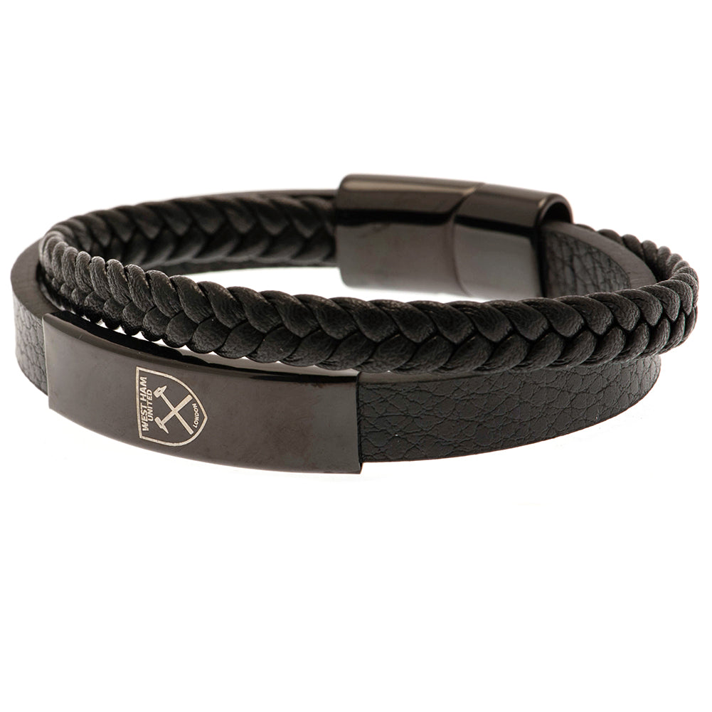 West Ham United FC Black IP Leather Bracelet LKT Sport Football>Premier League>West Ham United FC Bracelets