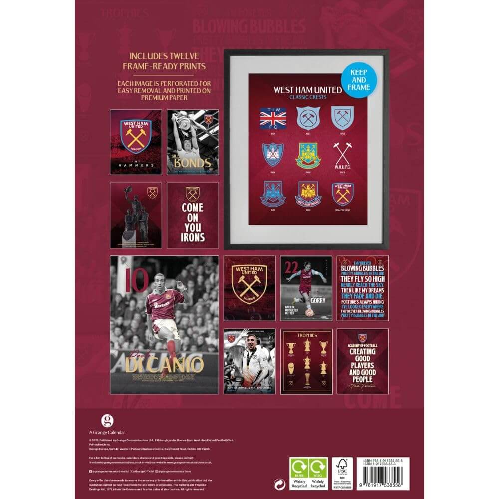 West Ham United FC Deluxe Calendar 2026 LKT Sport Football>Premier League>West Ham United FC Wall Calendars