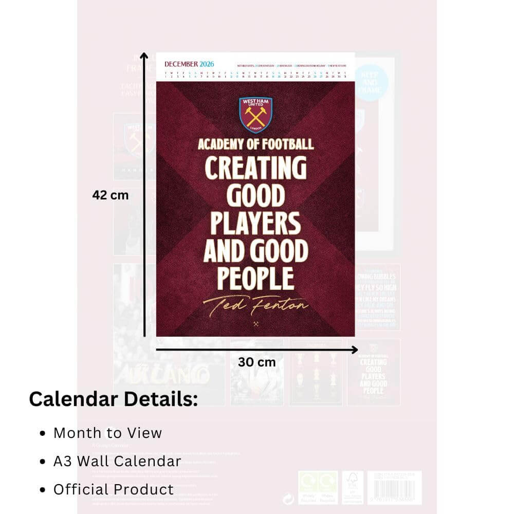 West Ham United FC Deluxe Calendar 2026 LKT Sport Football>Premier League>West Ham United FC Wall Calendars