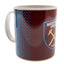 West Ham United FC Fade Mug LKT Sport Ceramic everyday coffee mug Fade design featuring WHUFC text and a full colour club crest Glazed kiln fired finish with white handle Official licensed product Approx 315ml (11oz) Approx 9cm tall, 8cm in diameter In a