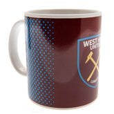 West Ham United FC Fade Mug LKT Sport Ceramic everyday coffee mug Fade design featuring WHUFC text and a full colour club crest Glazed kiln fired finish with white handle Official licensed product Approx 315ml (11oz) Approx 9cm tall, 8cm in diameter In a