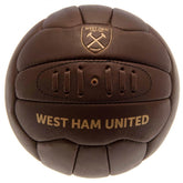 West Ham United FC Retro Heritage Football LKT Sport Genuine leather heritage footballFeaturing gold debossed print West Ham crest and text18 panel retro style ball with stitched featureOfficial licensed productSize 5 footballApprox 69cm in circumference