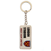 West Ham United FC Street Sign Keyring LKT Sport Metal rectangular keyring with chain and split ringFull colour enamel finish featuring street sign designMetal alloy with silver style finishOfficial licensed productApprox 60mm x 30mm Keychains