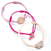 Wicked Glinda Friendship Bracelet Set LKT Sport Set of three colourful and quaint friendship braceletsGlinda's logo, pink shoe and butterfly features on adjustable cord bracelets three different shades of pinkWear these bracelets stacked together or swap