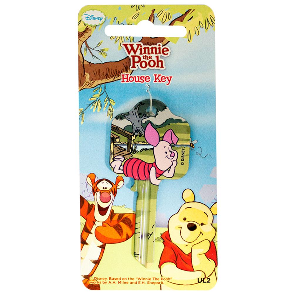 Winnie The Pooh Door Key Piglet LKT Sport Ready to cut blank door key featuring Piglet Suitable for a UL2, UL054 or UL1, UL050 profile locks High quality detailed designs printed on both sides Official licensed product Approx 78mm x 35mm On a backing card