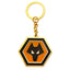 Wolverhampton Wanderers FC Crest Keyring LKT Sport Metal crest shaped keyring with chain and split ringDie stamped design with full colour enamel infillMetal alloy with gold style finishOfficial licensed productApprox 40mm x 30mm Keychains