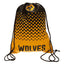 Wolverhampton Wanderers FC Fade Gym Bag LKT Sport Fade design gym bag featuring Wolves text and full colour club crestDrawstring close with metal eyeletsWipe clean polyesterOfficial licensed productApprox 44cm x 33cm flat Backpacks