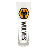 Wolverhampton Wanderers FC Tall Beer Glass LKT Sport Tall slim pilsner style pint glassFeatures Wolves text in black and full colour club crestBlack Wolves text on small gold block detail on reverseOfficial licensed productApprox 570ml (1 pint)Approx 24cm