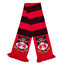 Wrexham AFC HD Bar Scarf LKT Sport Red and black bar stripe design jacquard knit scarf with red fringeBoth sides feature a large Wrexham club crest at each endOfficial licensed productApprox 132cm x 19cm Scarves