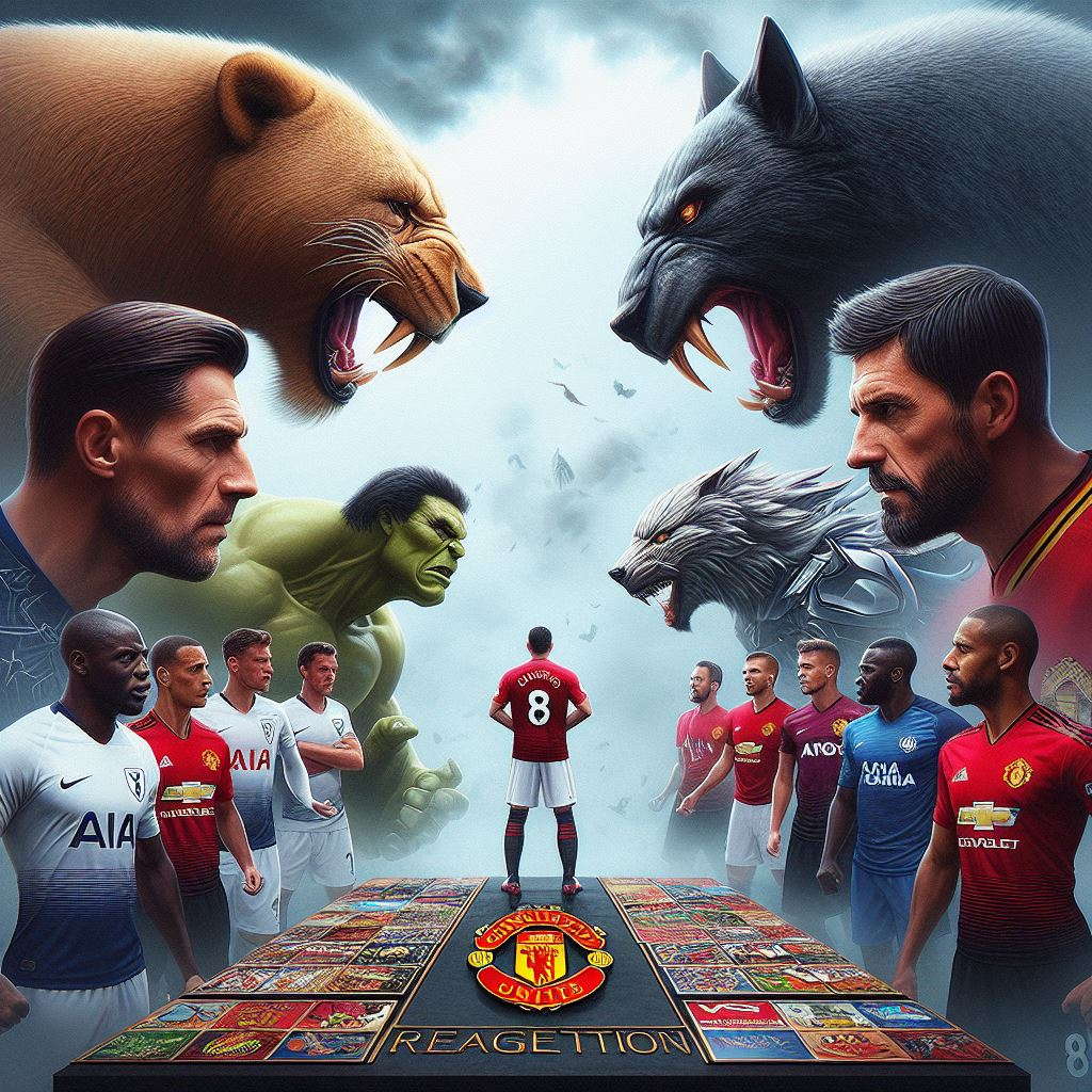 Intense moment depicting English Premier League relegation battles with players and mythical creatures.