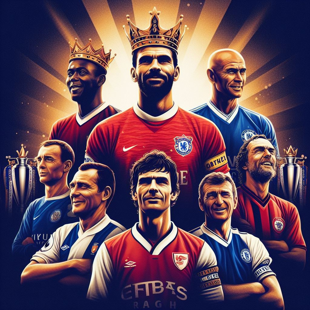 Legendary Premier League captains portrayed in an artistic illustration celebrating their influence in football.