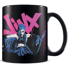 Arcane Jinx Mug LKT Sport Ceramic everyday coffee mugFeaturing an image of Jinx on both sides, with the text 'Jinx' in bright pinkGlazed kiln fired finish with red handleOfficial licensed productApprox 315ml (11oz)Approx 9cm tall, 8cm in diameter Mugs