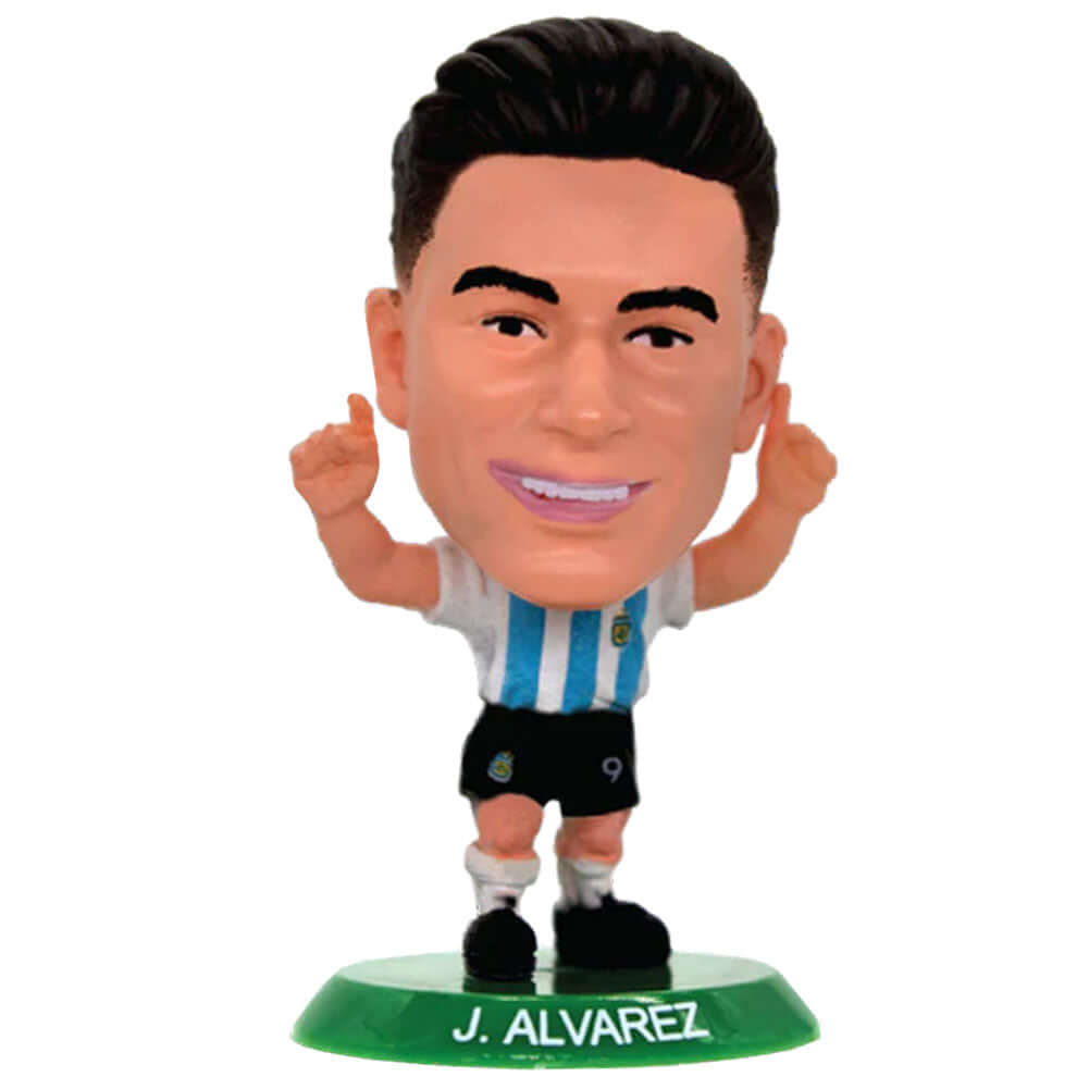 Argentina SoccerStarz Alvarez LKT Sport Julian Alvarez Soccerstarz collectable figureFeatures classic Argentina home kitStands 5cm tall on a green baseOfficial licensed productApprox 5cm x 2.5cm x 2.5cm Action Figures