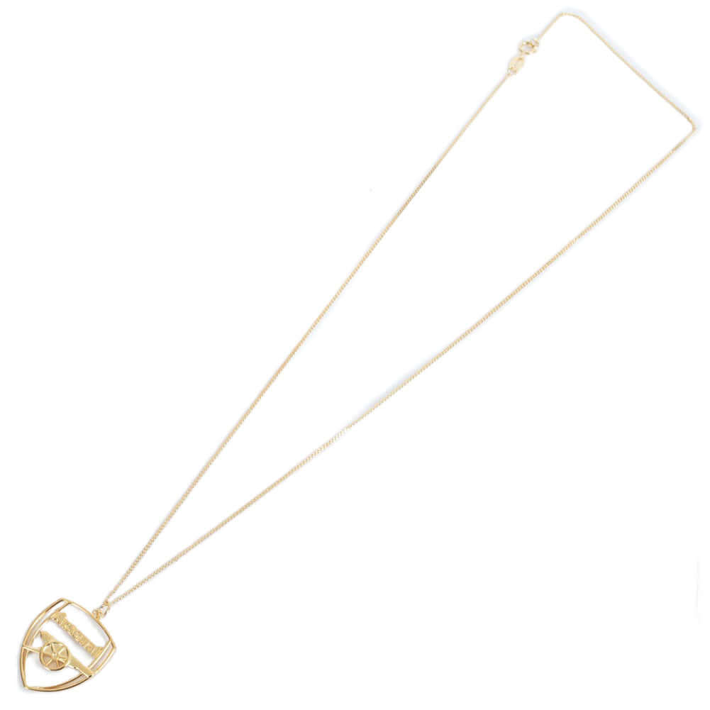 Arsenal FC 18ct Gold Plated on Silver Crest Pendant & Chain LKT Sport 18ct Gold Plated on Sterling Silver pendant and necklaceFeaturing the Arsenal crest pendant on the chain necklaceWith a lobster claspOfficial licensed productChain approx 49cm (19in)Pen