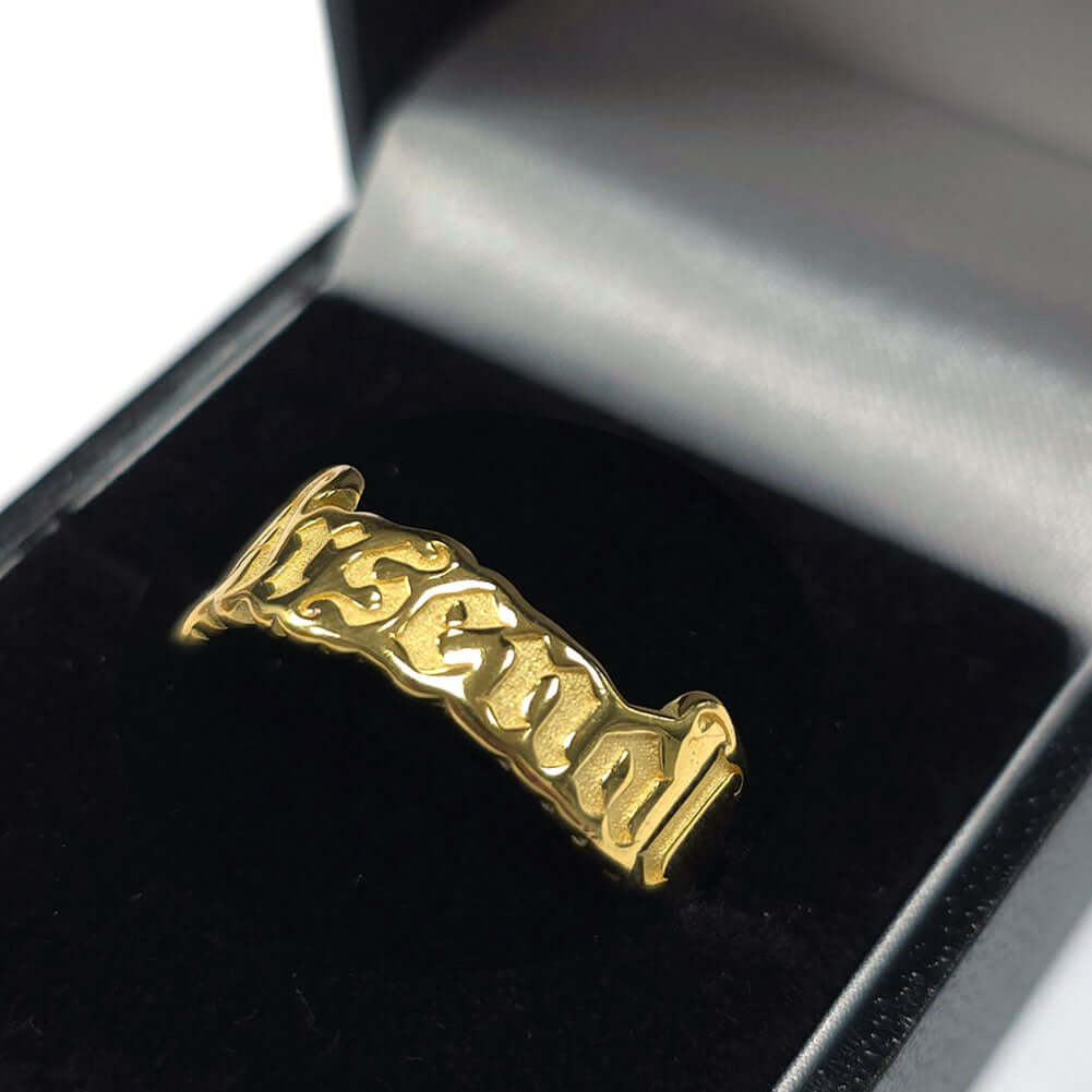 Arsenal FC 18ct Gold Plated on Silver Text Ring - R LKT Sport Football>Premier League>Arsenal FC Rings
