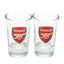 Arsenal FC 2pk Shot Glass Set LKT Sport Set of 2 shot glassesFeaturing full colour Arsenal FC club crestOfficial licensed productApprox 50ml (2oz)Approx 7cm tall, 4cm in diameter Shot Glasses