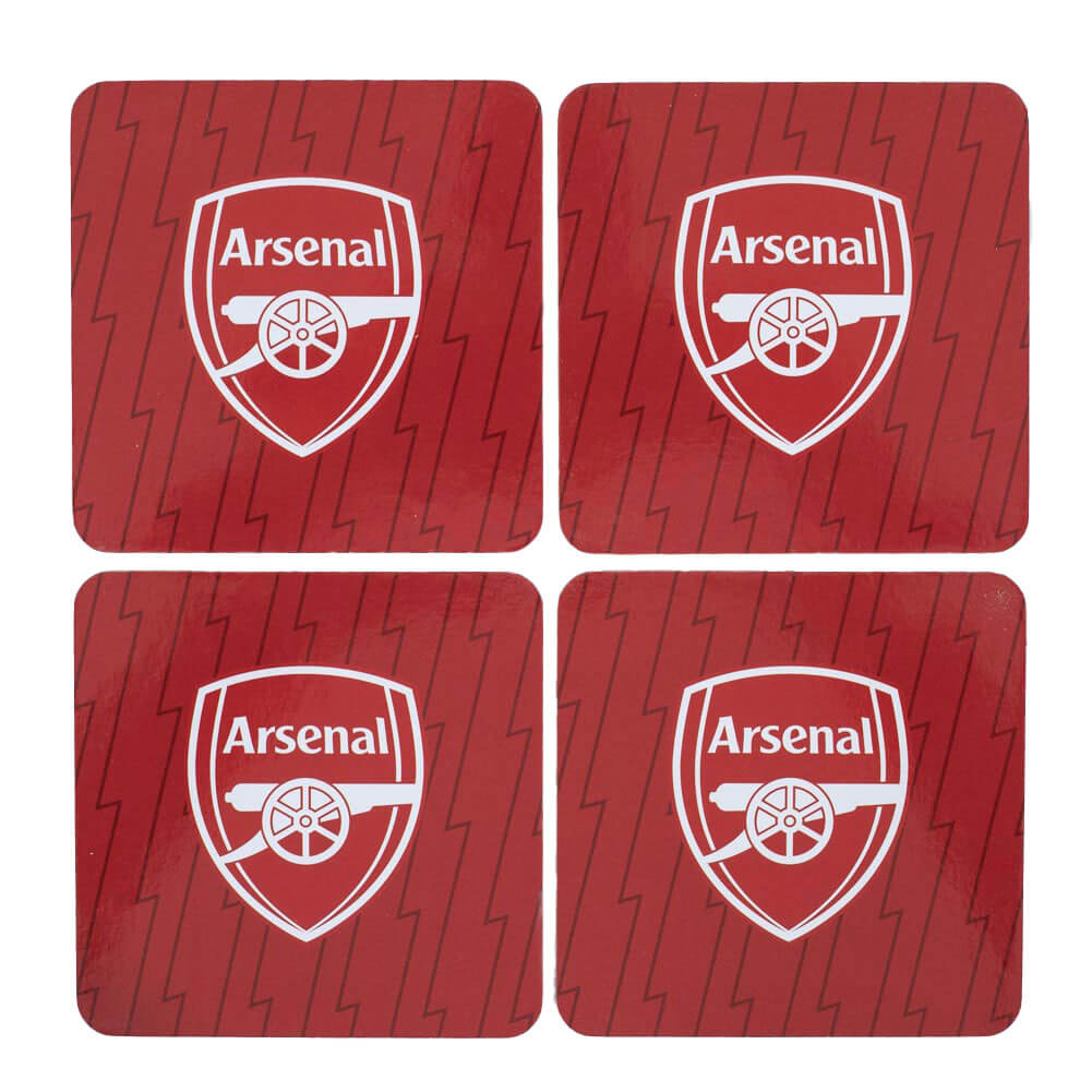 Arsenal FC 4pk Cork Coaster LKT Sport Pack of 4 cork coasters with a high quality printFeaturing a red background with a white Arsenal crest in the middle of each coasterOfficial licensed productApprox 10cm in diameter Coasters