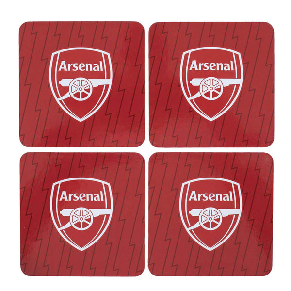 Arsenal FC 4pk Cork Coaster LKT Sport Pack of 4 cork coasters with a high quality printFeaturing a red background with a white Arsenal crest in the middle of each coasterOfficial licensed productApprox 10cm in diameter Coasters