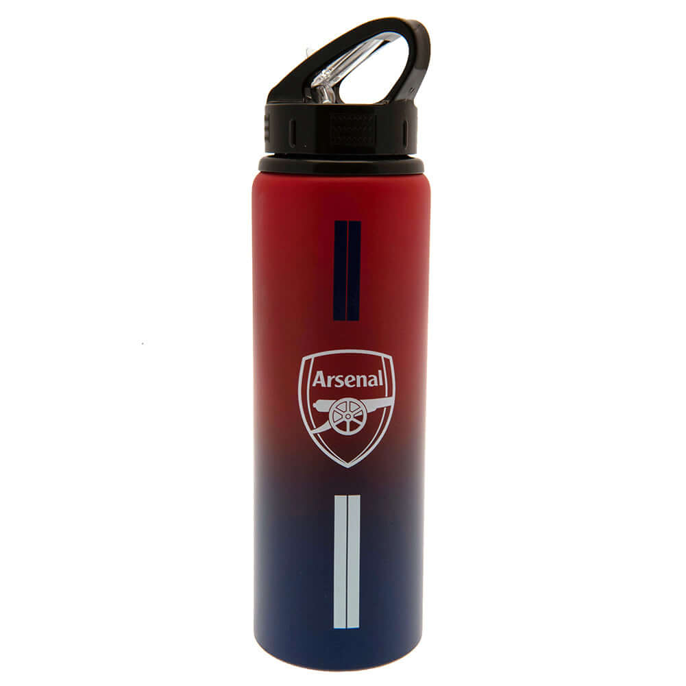 Arsenal FC Aluminium Drinks Bottle ST LKT Sport Vibrant stripe design aluminium drinks bottleFeaturing the Arsenal crest and text printed in whiteCanteen quench cap with a closable drinking spoutOfficial licensed productApprox 750ml (25oz)Approx 26cm tall Imagen principal del producto