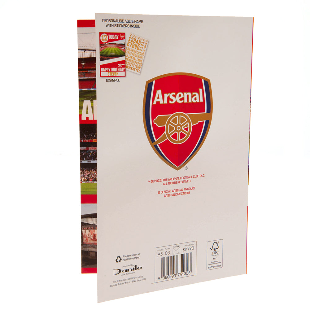 Arsenal FC Birthday Card With Stickers LKT Sport Football>Premier League>Arsenal FC Greeting Cards