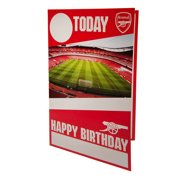 Arsenal FC Birthday Card With Stickers LKT Sport Colourful gloss finish birthday cardFeaturing a space on the front to personalise with name and ageIncludes gold stickers to compliment the design of the cardMessage inside reads 'Hope you have a brilliant