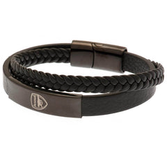 Arsenal FC Black IP Leather Bracelet LKT Sport Twin design bracelet made from genuine leatherBlack IP crest plate with an engraved Arsenal logoWith a stainless steel magnetic claspOfficial licensed productApprox 20cm x 1cm Bracelets